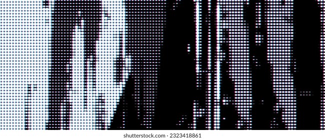 Abstract dotted halftone background. Glitch and noise style. Vector.