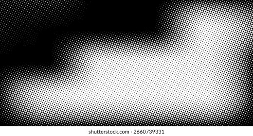 Abstractas fondo de semitono punteado. Fondo de textura de gradiente granulado con puntos. Patrón de puntillismo de Stipple de ruido. Arena, grano, efecto punteado grunge.
