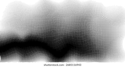 Abstract dotted halftone background. Grainy gradient texture background with dots. Noise Stipple pointillism pattern. Sand, grain, grunge stipple effect.
