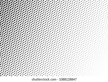 Abstract Dotted Halftone Background. Monochrome Pattern. Grunge Backdrop. Gradient Black and White Overlay. Vector illustration