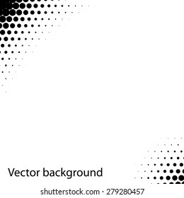 Abstract dotted halftone black and white frame. Vector background