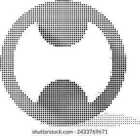 Logo circular de medio tono con puntos abstractos en blanco y negro.