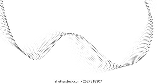 Abstract dotted halftone flowing wavy lines. Digital motion element for modern design.