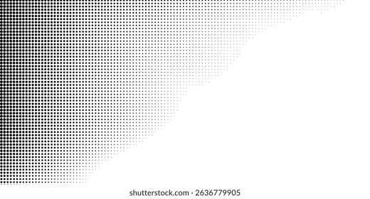 Abstract dotted halftone gradient texture. Vanishing polka dot background. Repeating dots gradation simple