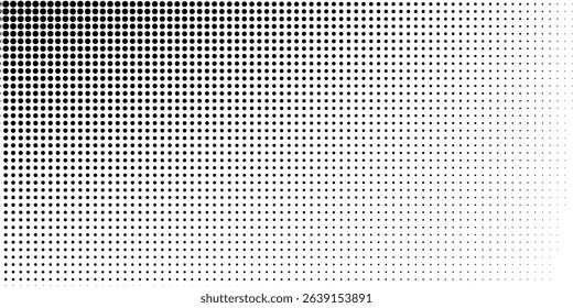 Abstract dotted halftone gradient texture. Vanishing polka dot background simple
