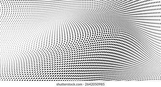 Abstract dotted halftone gradient texture. Vanishing polka dot background. Repeating dots gradation illustration