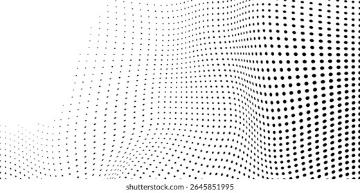 The abstract dotted halftone gradient texture. Vanishing polka dot background. Repeating dot design simple art vector
