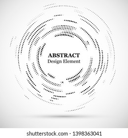 Abstract dotted halftone modern pattern background.Black decorative design halftone round circle elements isolated on white.Circular abstract vector background consisting of dots.

