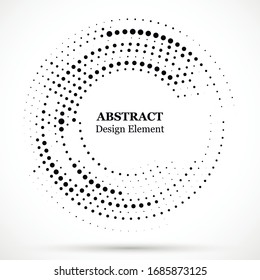 Fondo de diseño moderno con semitonos de puntos abstractos.Diseño decorativo negro con elementos redondos de medio tono aislados en blanco.Fondo vector abstracto circular compuesto por puntos.

