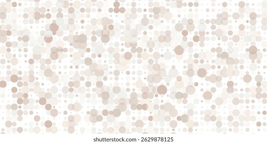 Abstract dotted halftone pattern, soft neutral tones, digital background with circular pixel elements. Modern trendy design