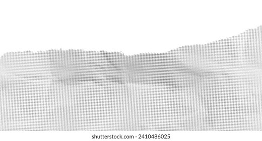 Abstract Dotted Halftone Retro Paper Print Texture Vector Filter with Transparent Background. crumpled paper