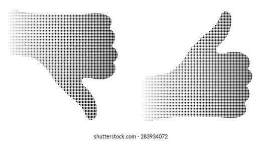 abstract dotted halftone silhouette thumb hand logo symbol background