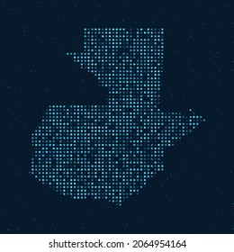 Abstract Dotted Halftone with starry effect in dark Blue background with map of Guatemala. Digital dotted technology design sphere and structure. vector illustration