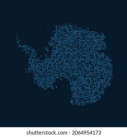 Abstract Dotted Halftone with starry effect in dark Blue background with map of Antarctica. Digital dotted technology design sphere and structure. vector illustration