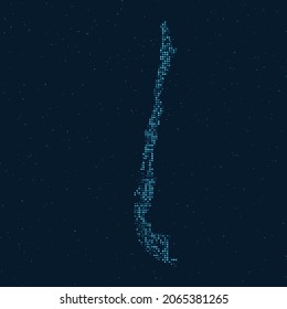 Abstract Dotted Halftone with starry effect in dark Blue background with map of Chile. Digital dotted technology design sphere and structure. vector illustration