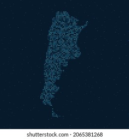 Resumen El semitono marcado con efecto estrellado en el fondo azul oscuro con mapa de Argentina. Esfera y estructura de diseño digital de tecnología punteada. ilustración vectorial