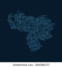 Abstract Dotted Halftone with starry effect in dark Blue background with map of Venezuela. Digital dotted technology design sphere and structure. vector illustration