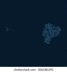 Halftone Abstrait Découpé à l'effet étoilé sur fond Bleu foncé avec carte de l'Equateur. La sphère et la structure de conception de la technologie numérique pointillée. illustration vectorielle