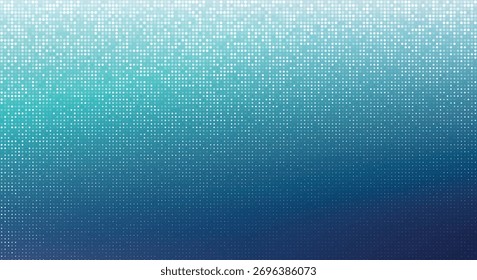Abstract dotted halftone texture fading from white to teal and deep blue in vertical gradient