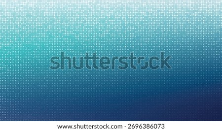 Abstract dotted halftone texture fading from white to teal and deep blue in vertical gradient