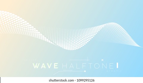 Abstract Dotted Halftone Wave, Business Background. Curved Dots Plane Symbolized Movement, Flow Motion.