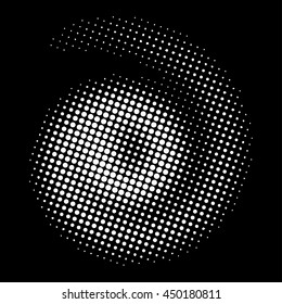 Abstract dotted hulftone circle on black background