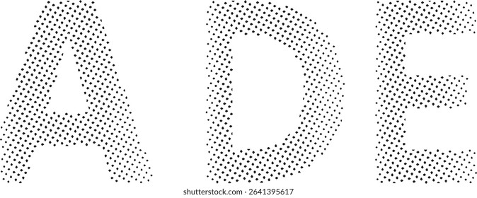 Abstract dotted letters a d e design element
