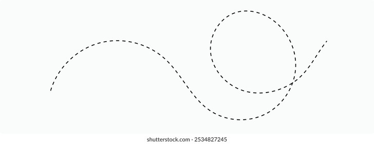 linha pontilhada abstrata. linha pontilhada traço tracejado destino traçado plano de pista e silhueta, símbolo de viagem.