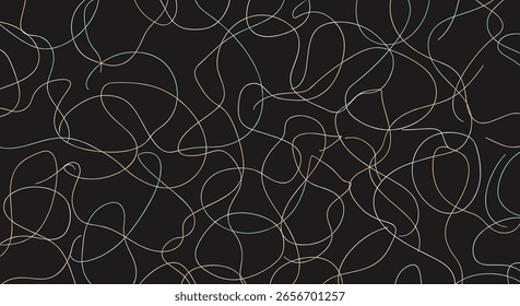 Abstract Dotted Lines and Dashed Curves Intertwined on a Dark Background with Subtle Glints and Glitches Creating a Dynamic Visual Texture and Flow