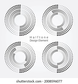 Resumen del conjunto de logotipos punteados. Diseño de semitono de logotipo, fondo, textura, patrón, objeto, patrón. Ilustración vectorial.