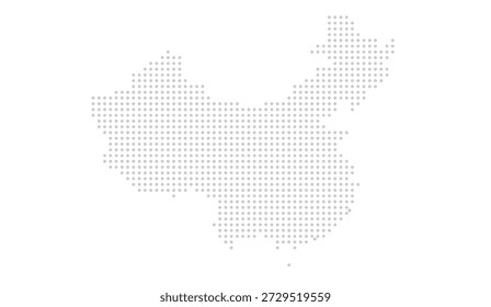 Abstractas mapa punteado de China en una paleta monocromática blanca y gris, con una visualización de datos digital moderna para conceptos globales de negocios y tecnología
