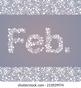 Resumen Plantilla de elementos de diseño de calendarios mensuales con puntos, imagen prediseñada con etiqueta hecha de burbujas en colores estacionales - Febrero
