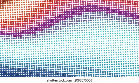Abstract dotted multicolor background with varicolored waves. Vector graphic pattern with halftone effect