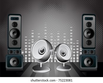 abstract dotted, musical equalizer background with musical equipment