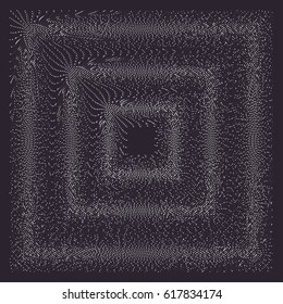 Abstract dotted pattern. Square reiterative frame made of circles with moire effect