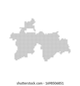 Abstract dotted polka dot halftone map of Tajikistan. Vector illustration eps10.