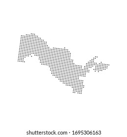 Abstract dotted polka dot particle map of Uzbekistan.