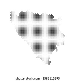 Abstract dotted polka dot pixel particle map of Bosnia & Herzegovina. Vector illustration eps10.