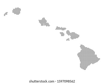 Abstract dotted polka dot pixel particle map of Hawaii