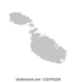 Abstract dotted polka dots map of Malta. Vector illustration eps10.