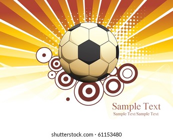 abstract dotted rays background with circle and isolated football
