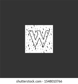 abstract dotted rusty W logo letter in square shape simple design concept isolated on gray background,