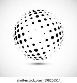Abstract dotted sphere. Halftone 3d effect