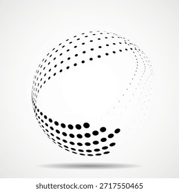 Abstract dotted sphere on white background. Dots in circular form. Vector design element