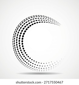 Abstract dotted sphere on white background. Dots in circular form. Vector design element
