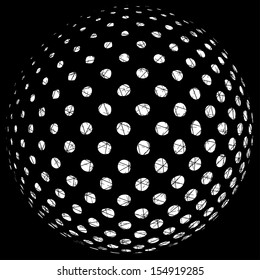 Abstract dotted sphere vector background.