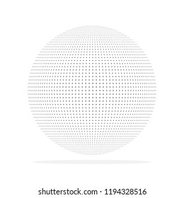 Abstract Dotted Sphere. Vector Illustration. 3d Halftone Dot Effect. Black Dots In White Background.