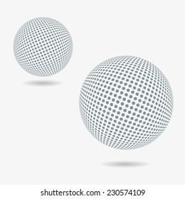 Abstract dotted spheres on white background