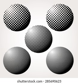 Abstract dotted spheres vector illustration.