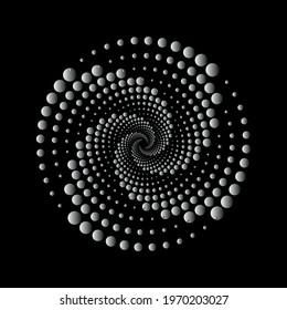 Abstract Dotted Spiral Vortex. Design Elements for Logos, Icons and Monochrome Abstract Backgrounds. Vortex Dot Spiral Vector Illustration